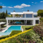 Luxury Golden Mile property in Marbella overlooking the Mediterranean Sea and Sierra Blanca mountains.